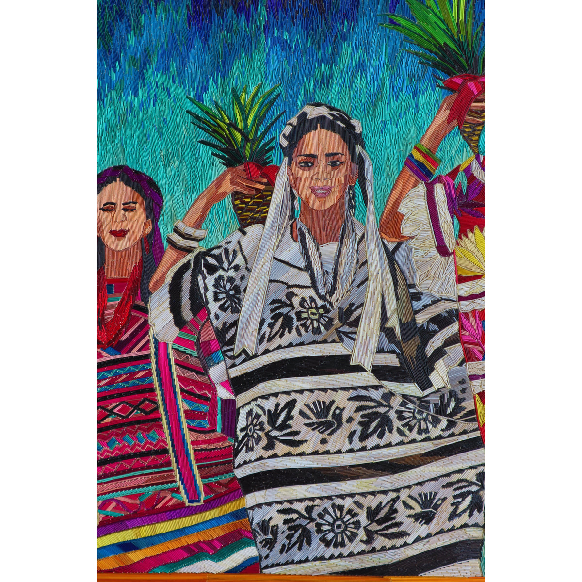 El Baile de la Piña - Natural Dyed Straw - Mexican Fine Art | Cactus Fine Art