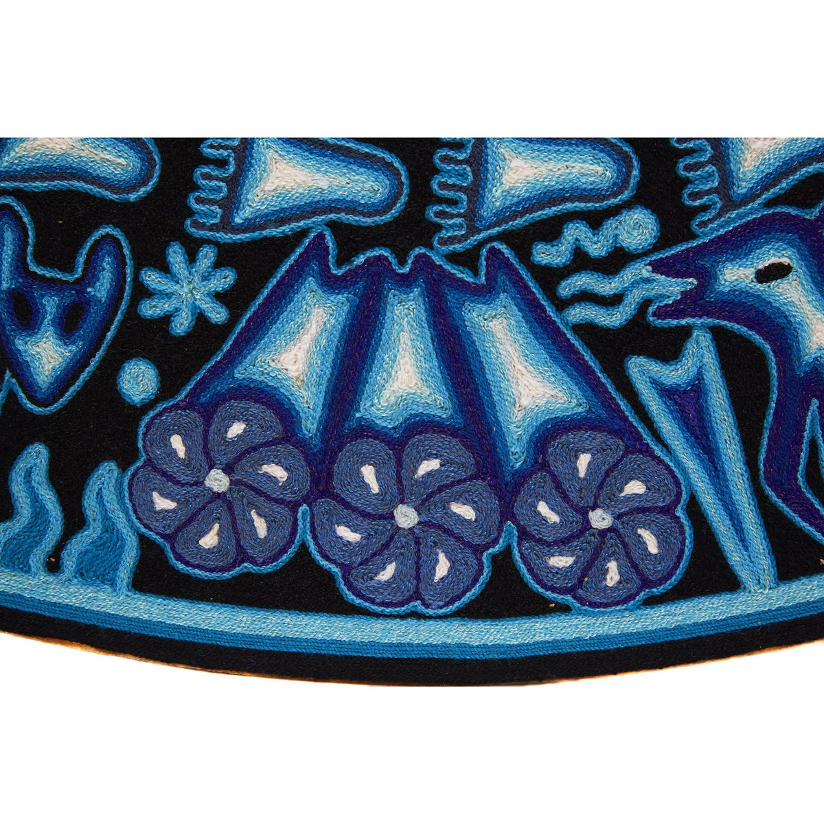 Huichol Indian "Wirikuta" -  Blue Yarn Painting - Mexican Huichol Art - Mexican Folk Art | Cactus Fine Art