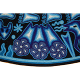 Huichol Indian "Wirikuta" -  Blue Yarn Painting - Mexican Huichol Art - Mexican Folk Art | Cactus Fine Art
