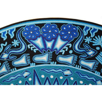 Huichol Indian "Wirikuta" -  Blue Yarn Painting - Mexican Huichol Art - Mexican Folk Art | Cactus Fine Art