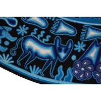 Huichol Indian "Wirikuta" -  Blue Yarn Painting - Mexican Huichol Art - Mexican Folk Art | Cactus Fine Art
