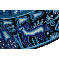 Huichol Indian "Wirikuta" -  Blue Yarn Painting - Mexican Huichol Art - Mexican Folk Art | Cactus Fine Art