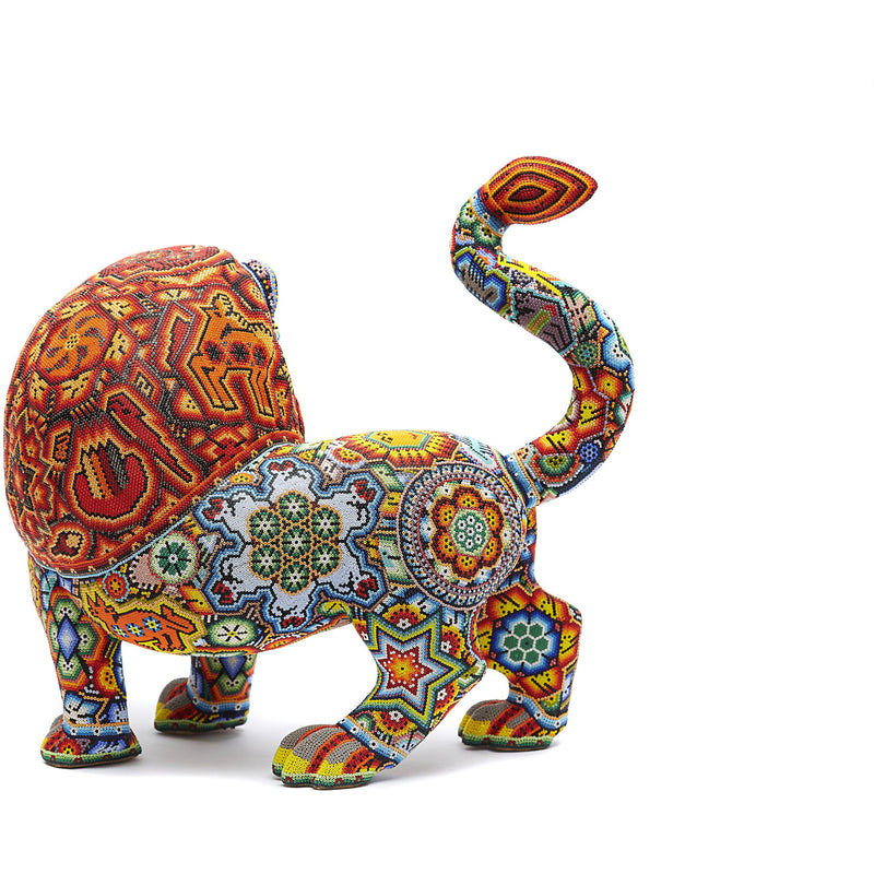 Leon - Lion - Hand Beaded - Mexican Huichol Art - Mexican Folk Art | Cactus Fine Art