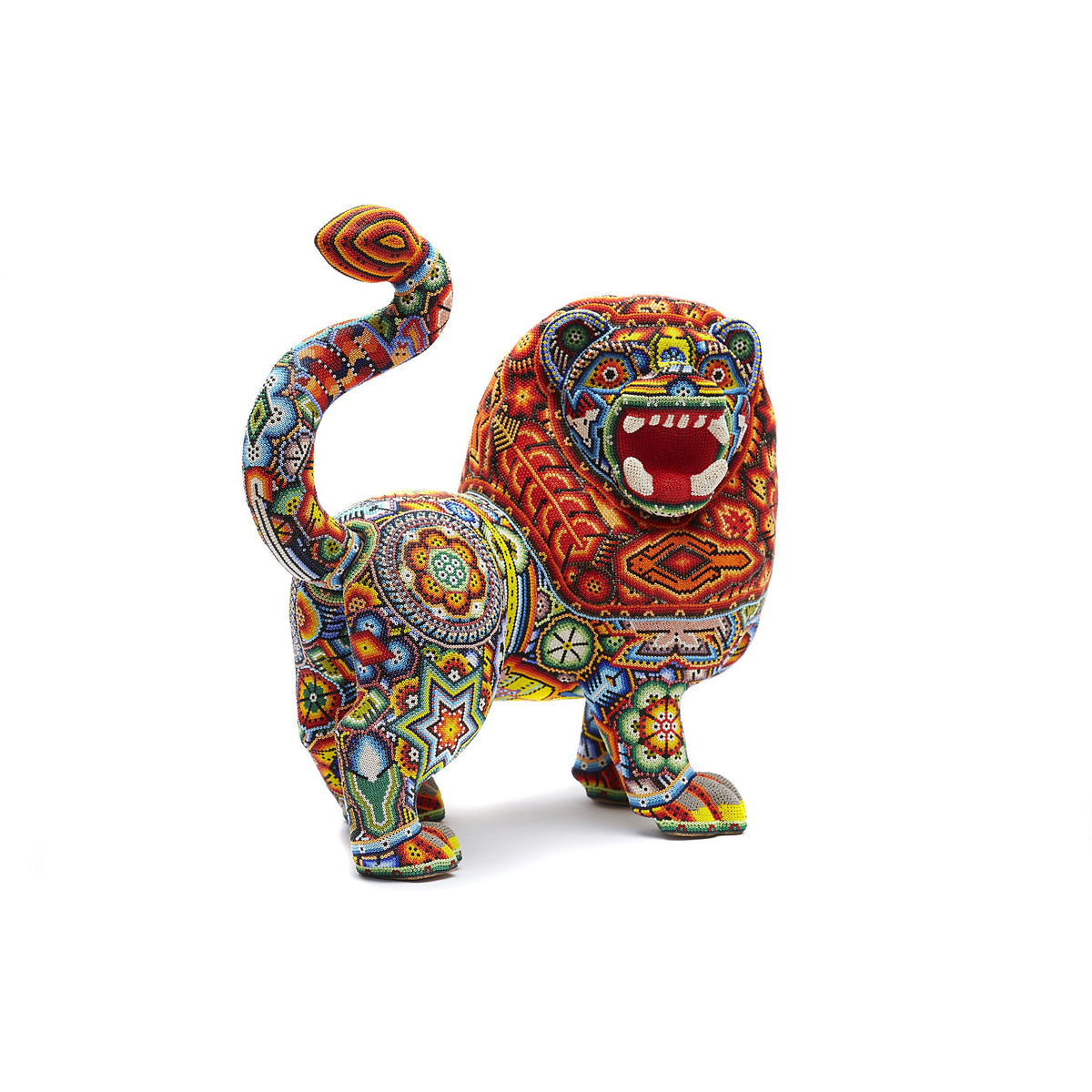 Leon - Lion - Hand Beaded - Mexican Huichol Art - Mexican Folk Art | Cactus Fine Art