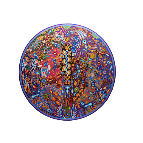 Huichol Indian "Nierika" -  Multicolor Yarn Painting - Mexican Huichol Art - Mexican Folk Art | Cactus Fine Art