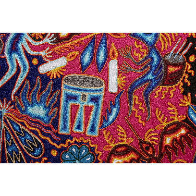 Huichol Indian "Nierika" -  Multicolor Yarn Painting - Mexican Huichol Art - Mexican Folk Art | Cactus Fine Art