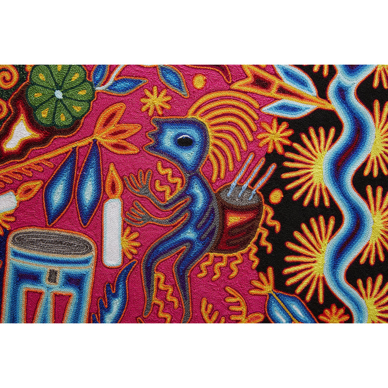 Huichol Indian "Nierika" -  Multicolor Yarn Painting - Mexican Huichol Art - Mexican Folk Art | Cactus Fine Art