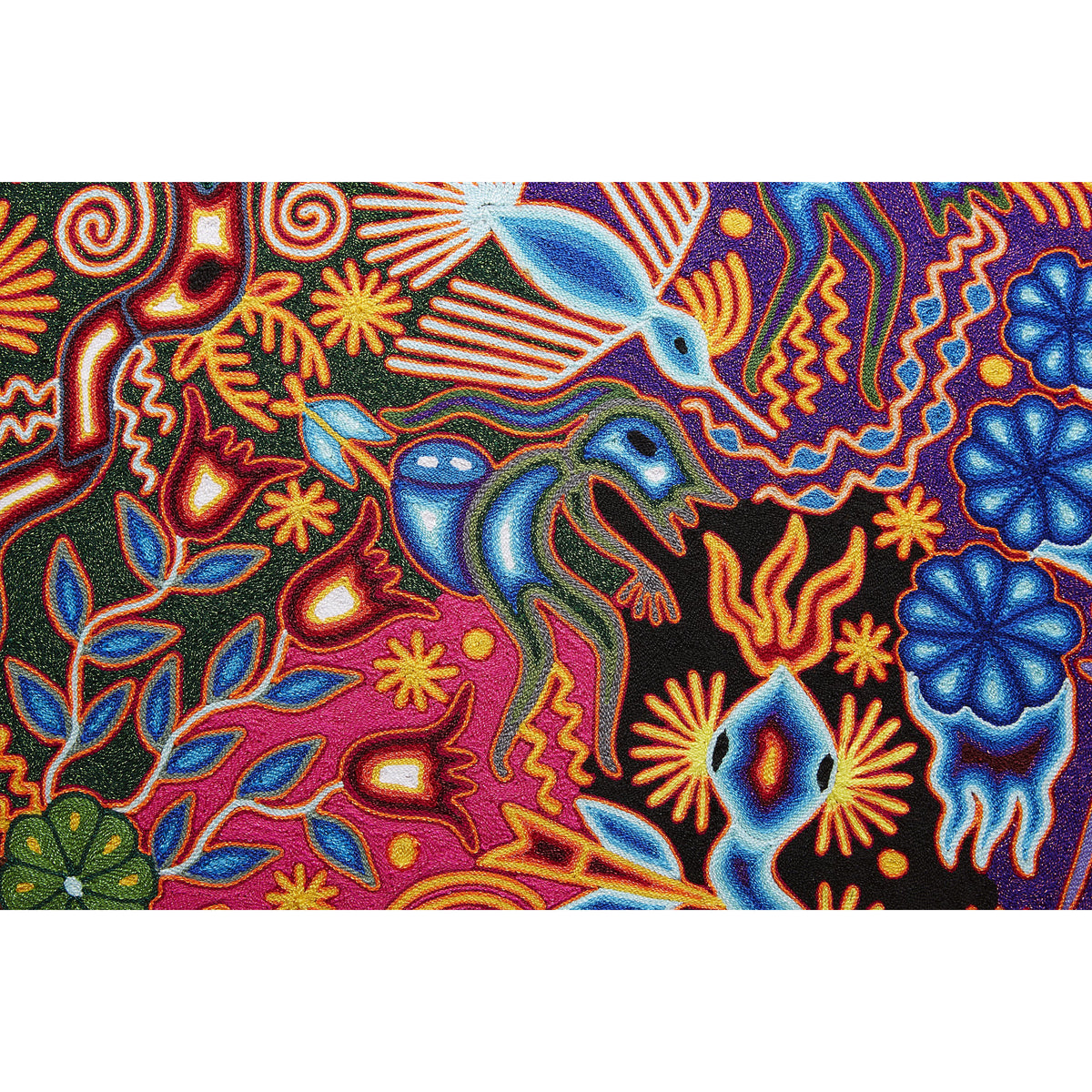 Huichol Indian "Nierika" -  Multicolor Yarn Painting - Mexican Huichol Art - Mexican Folk Art | Cactus Fine Art