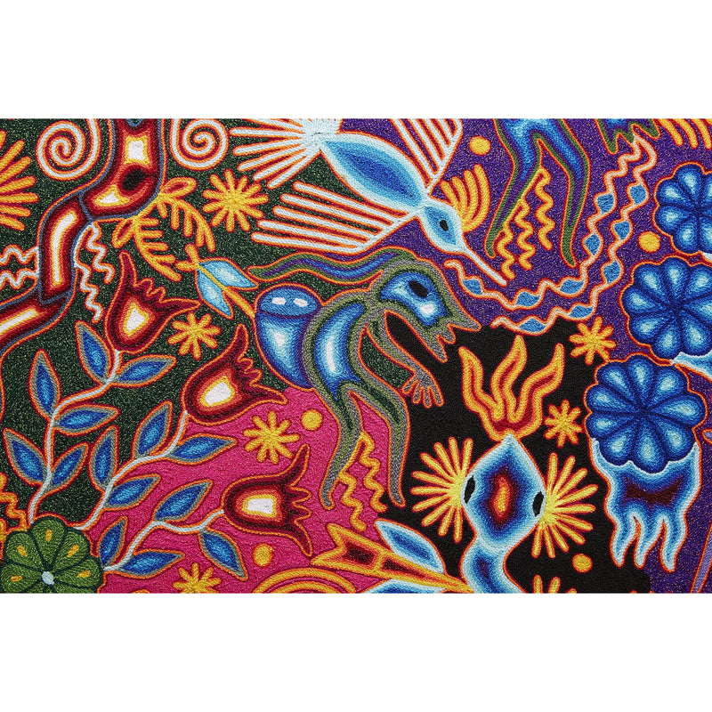 Huichol Indian "Nierika" -  Multicolor Yarn Painting - Mexican Huichol Art - Mexican Folk Art | Cactus Fine Art
