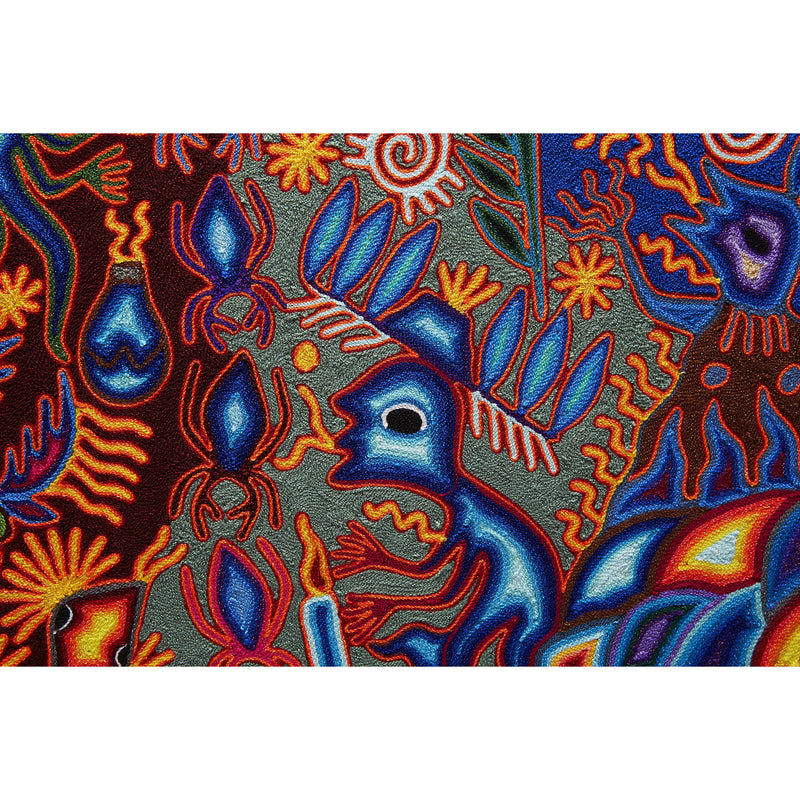 Huichol Indian "Nierika" -  Multicolor Yarn Painting - Mexican Huichol Art - Mexican Folk Art | Cactus Fine Art