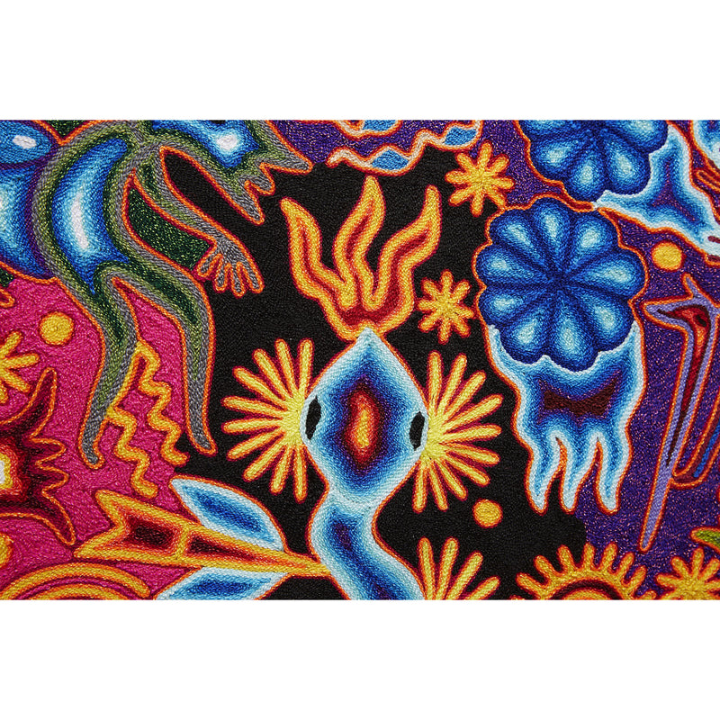 Huichol Indian "Nierika" -  Multicolor Yarn Painting - Mexican Huichol Art - Mexican Folk Art | Cactus Fine Art