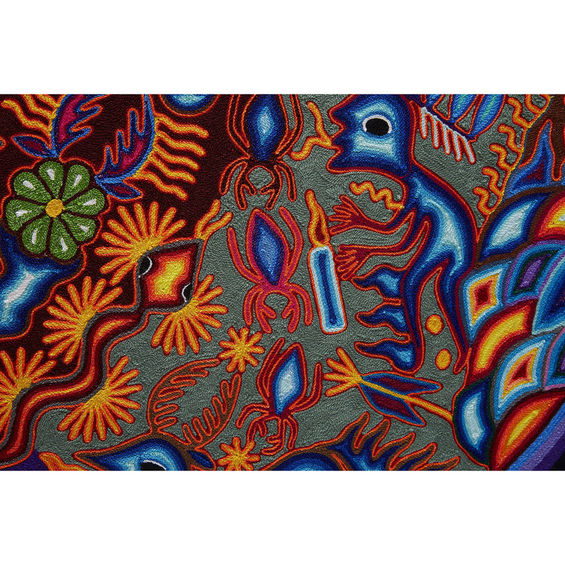 Huichol Indian "Nierika" -  Multicolor Yarn Painting - Mexican Huichol Art - Mexican Folk Art | Cactus Fine Art
