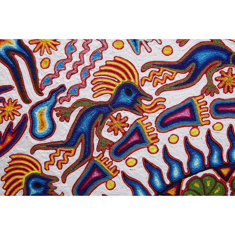 Huichol Indian "Tatewari" -  Multicolor Yarn Painting - Mexican Huichol Art - Mexican Folk Art | Cactus Fine Art