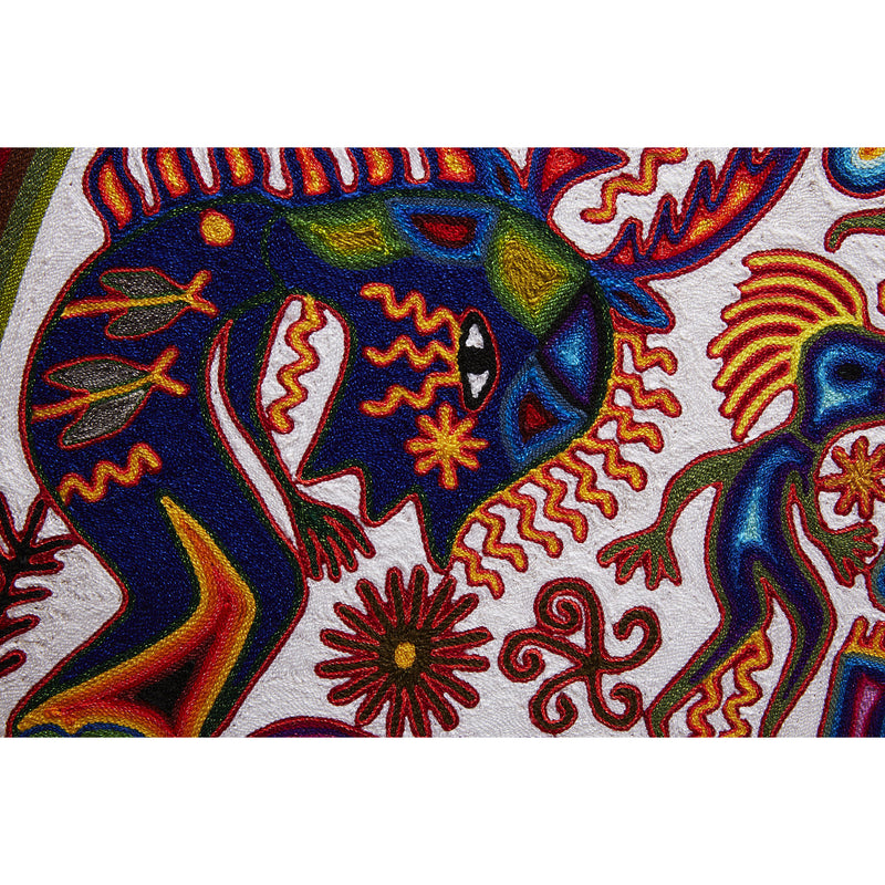 Huichol Indian "Tatewari" -  Multicolor Yarn Painting - Mexican Huichol Art - Mexican Folk Art | Cactus Fine Art