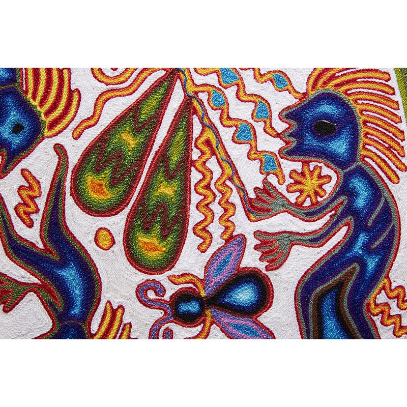 Huichol Indian "Tatewari" -  Multicolor Yarn Painting - Mexican Huichol Art - Mexican Folk Art | Cactus Fine Art