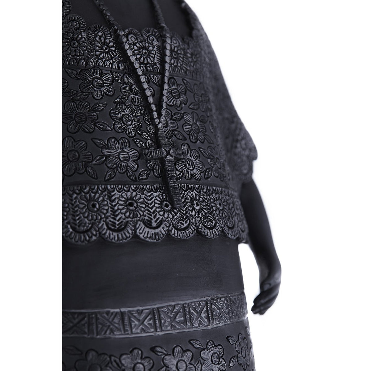 Traje Yucatan / Ceramics Black Clay Mexican Folk Art