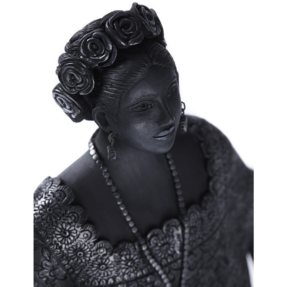 Traje Yucatan / Ceramics Black Clay Mexican Folk Art