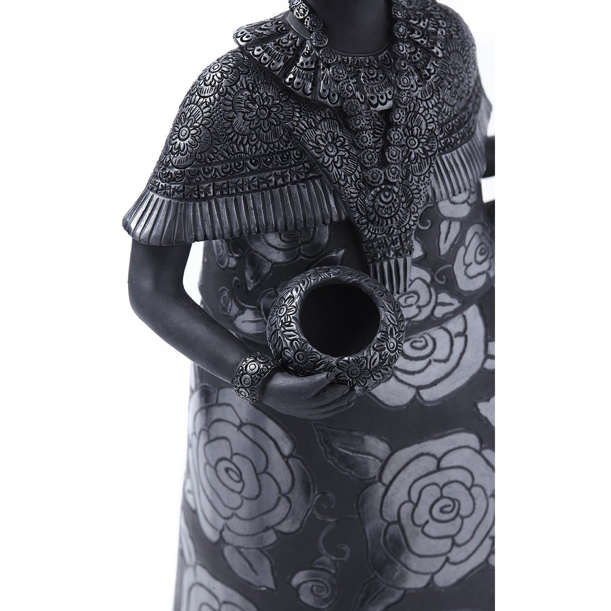 Traje Tehuantepec-Oaxaca / Ceramics Black Clay Mexican Folk Art