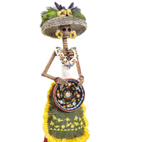 Catrina Dia de Muertos / Mexican Folk Art Sculpture Featherwork and Ceramics