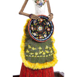 Catrina Dia de Muertos / Mexican Folk Art Sculpture Featherwork and Ceramics