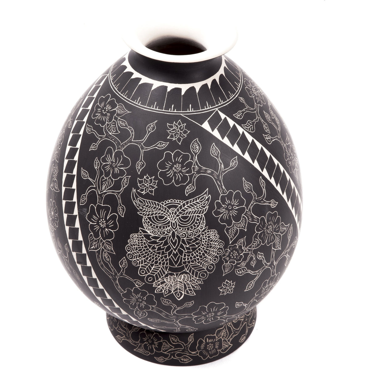 Vasija Buhos / Ceramics Mexican Folk Art Mata Ortiz