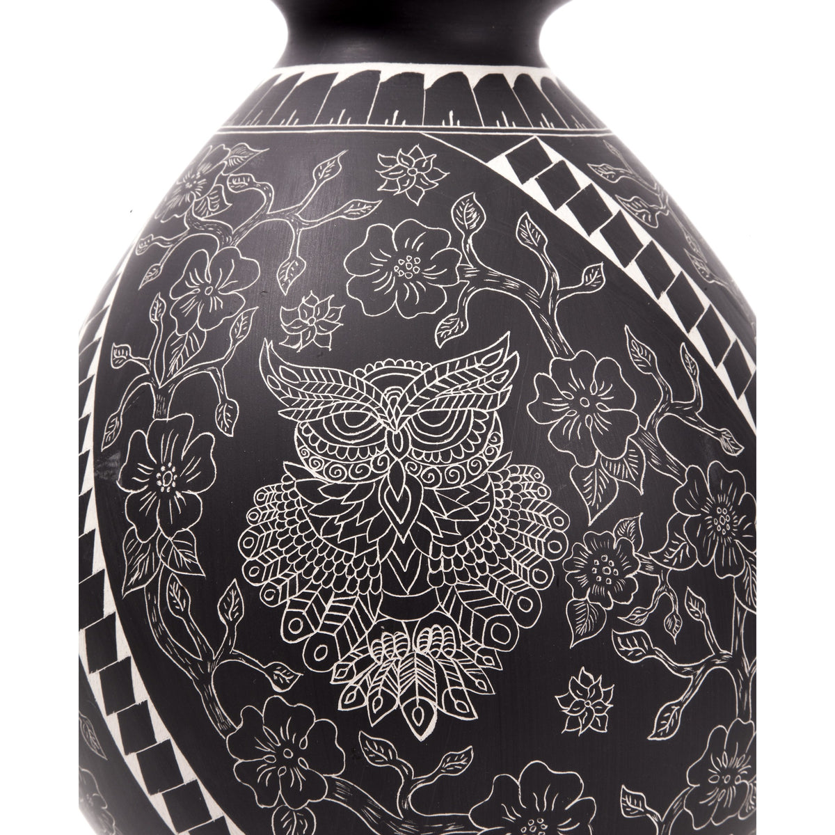 Vasija Buhos / Ceramics Mexican Folk Art Mata Ortiz