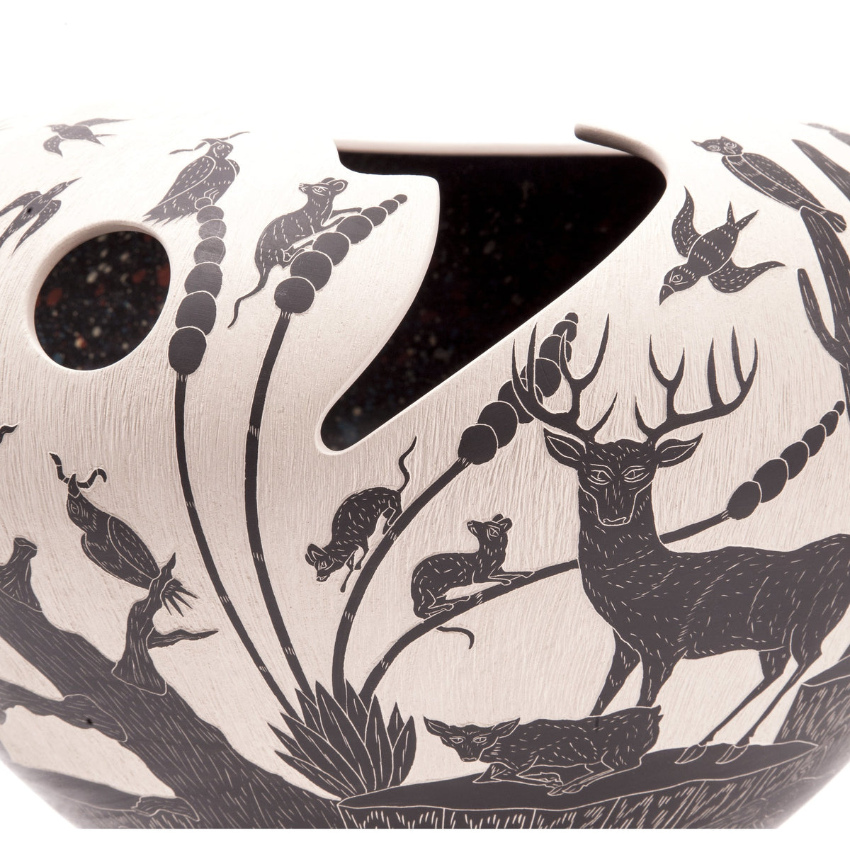 Vasija Blanco y Negro / Ceramics Mexican Folk Art Mata Ortiz