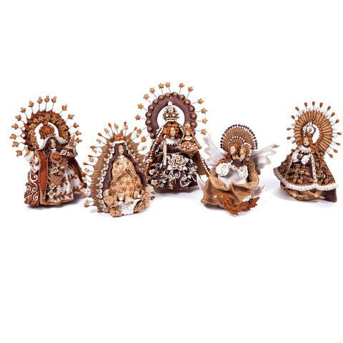 5 Virgenes / Ceramics Mexican Folk Art Clay