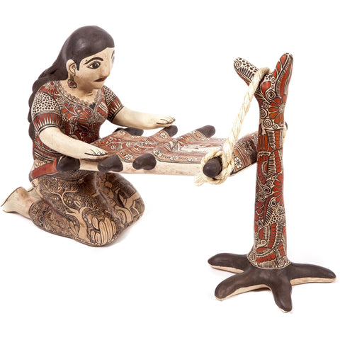 Tejedora Nahuatl / Ceramics Mexican Folk Art Clay