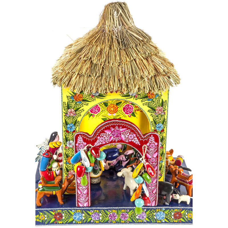 Nacimiento Temalacatzingo / Woodcarving Lacquer Mexican Folk Art Nativity