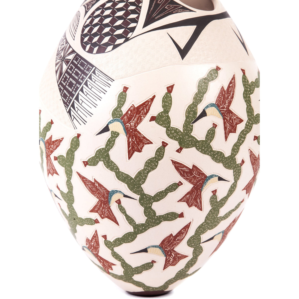 Vasija Cactus / Ceramics Mexican Folk Art Mata Ortiz