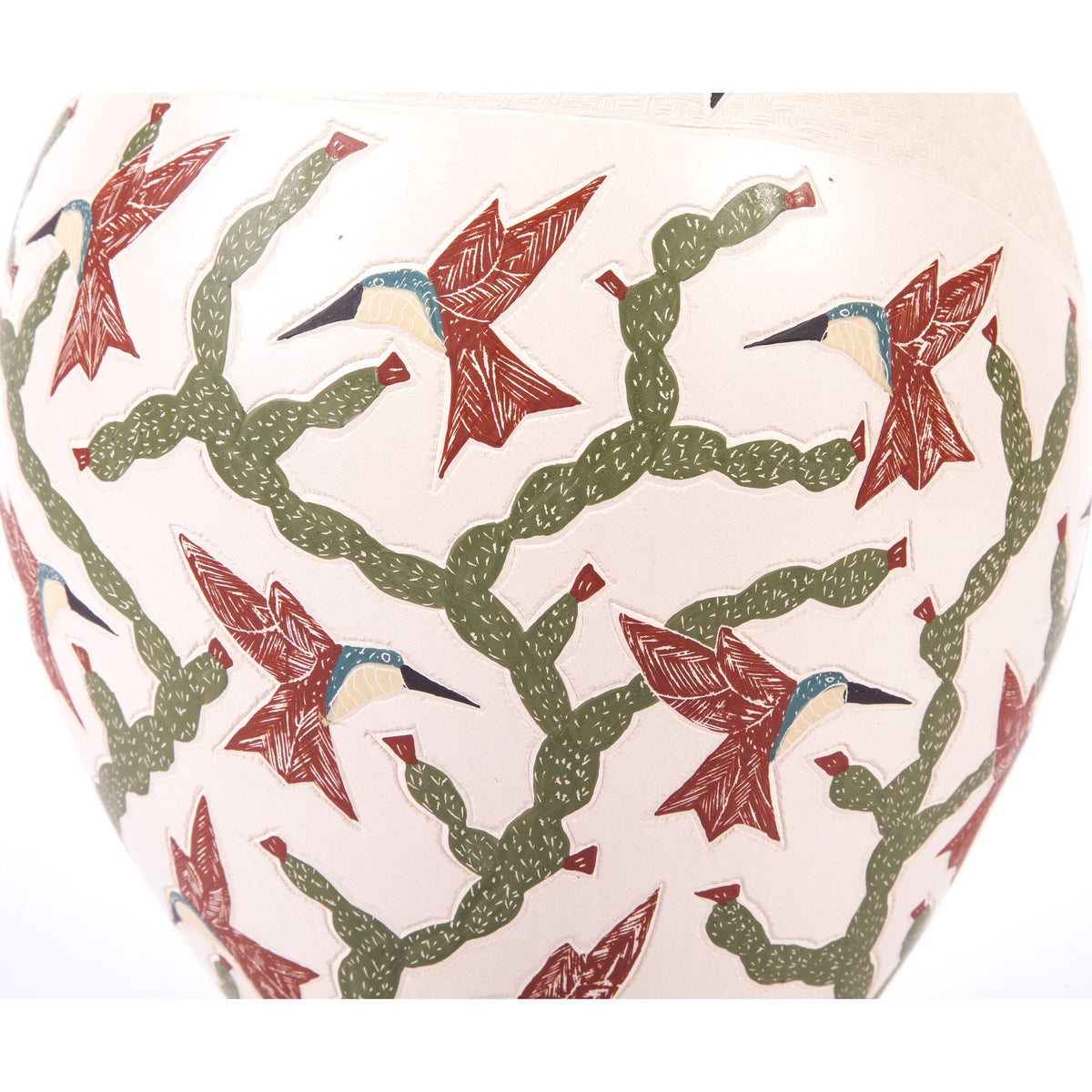 Vasija Cactus / Ceramics Mexican Folk Art Mata Ortiz