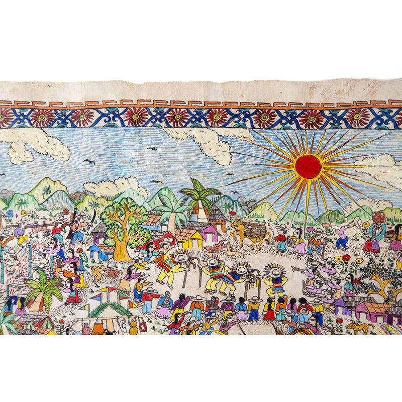 Mi Pueblo / Amate Paper Mexican Folk Art Painting Frame