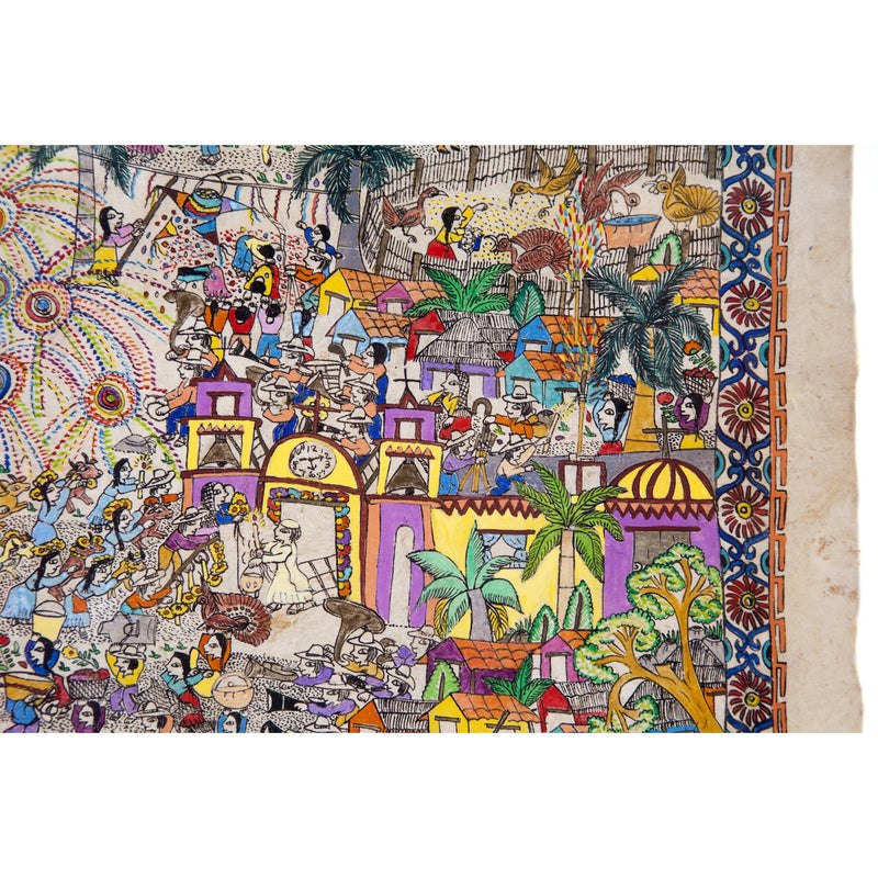 Mi Pueblo / Amate Paper Mexican Folk Art Painting Frame