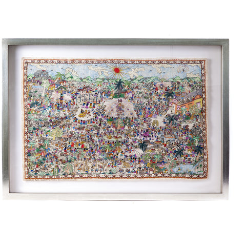 Fiesta en Xalitla / Amate Paper Mexican Folk Art Painting Frame