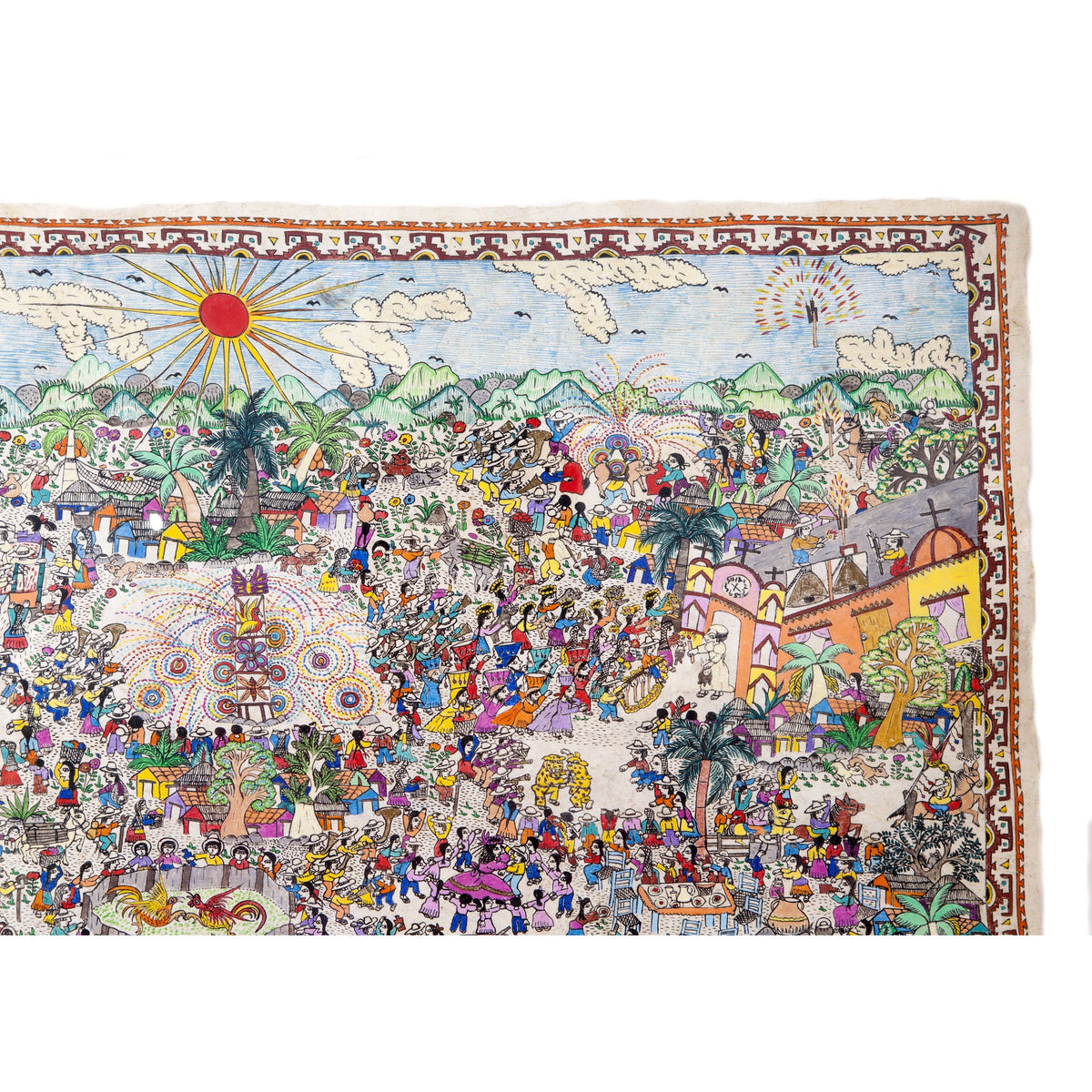Fiesta en Xalitla / Amate Paper Mexican Folk Art Painting Frame