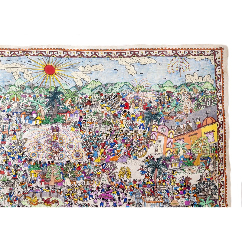Fiesta en Xalitla / Amate Paper Mexican Folk Art Painting Frame
