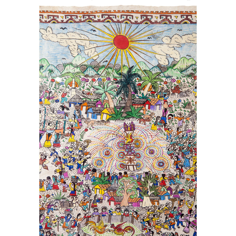 Fiesta en Xalitla / Amate Paper Mexican Folk Art Painting Frame