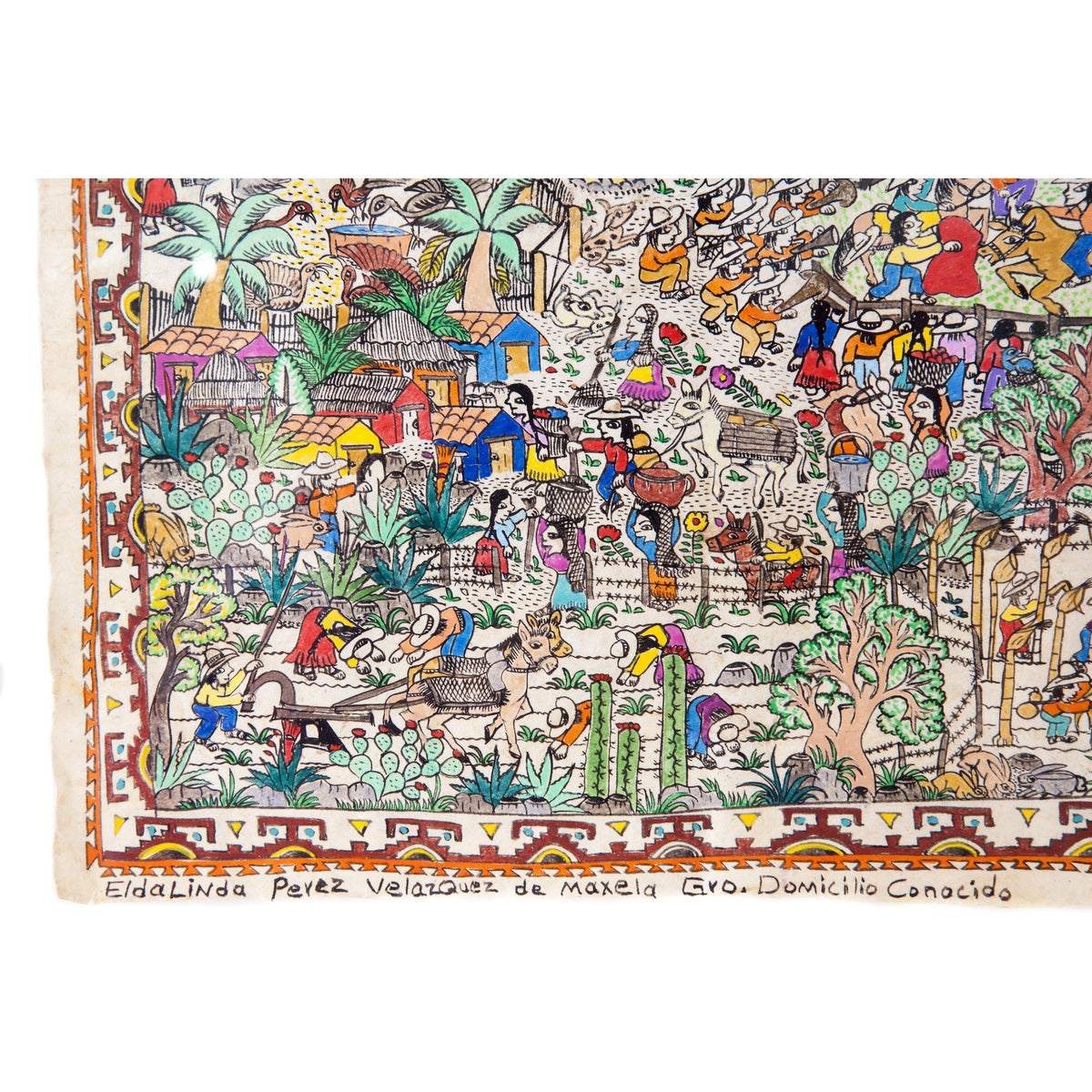 Fiesta en Xalitla / Amate Paper Mexican Folk Art Painting Frame