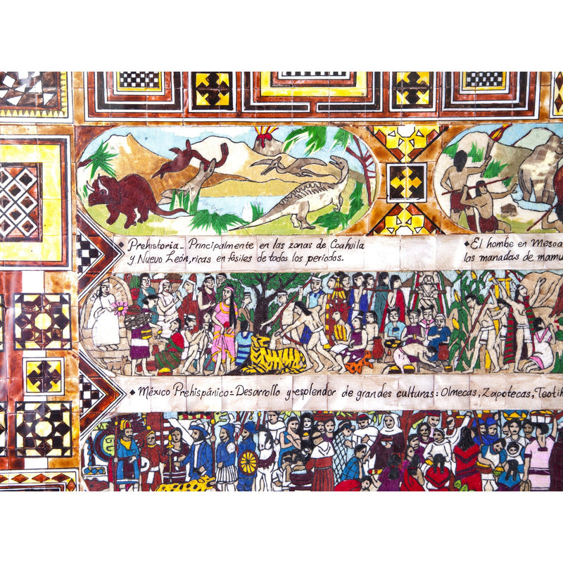 La Historia de Mexico / Mexican Folk Art Featherwork and Inlay Nacre Frame