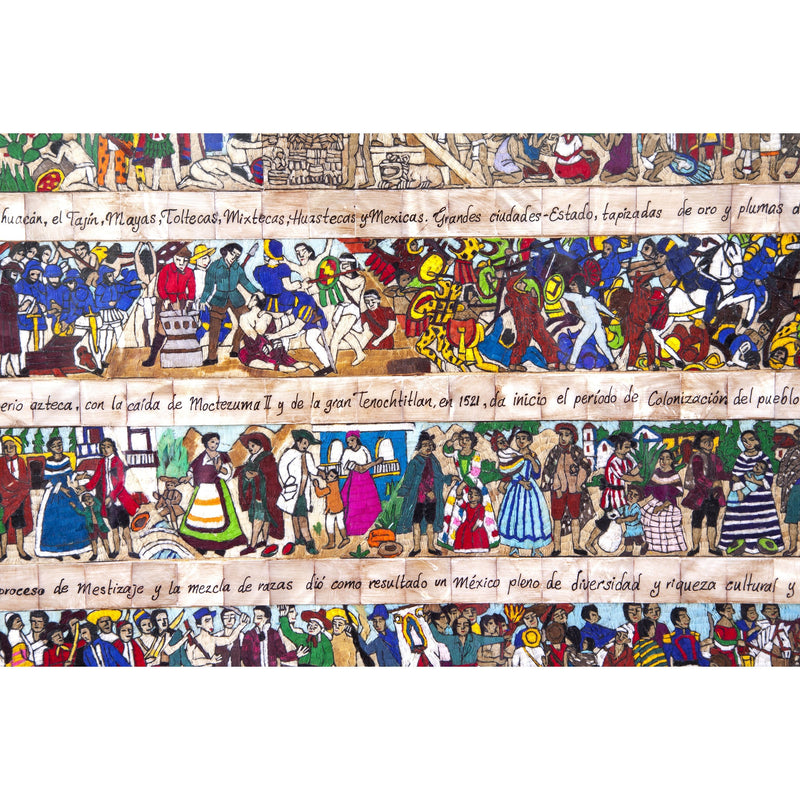 La Historia de Mexico / Mexican Folk Art Featherwork and Inlay Nacre Frame