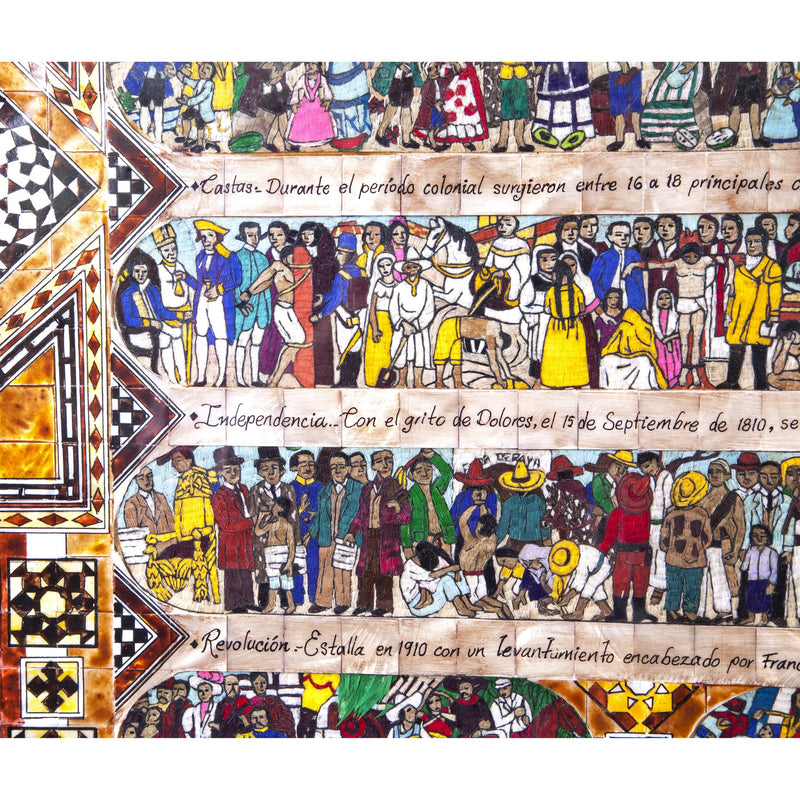 La Historia de Mexico / Mexican Folk Art Featherwork and Inlay Nacre Frame