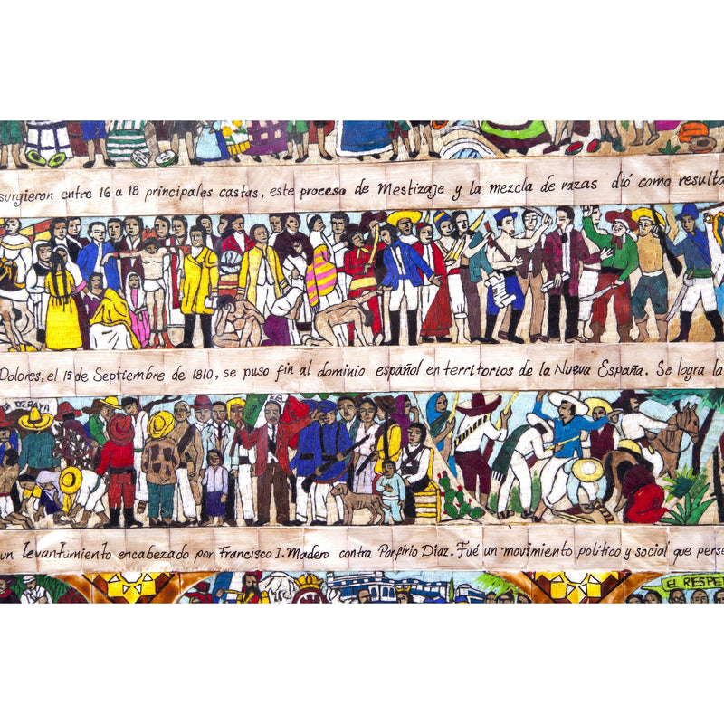 La Historia de Mexico / Mexican Folk Art Featherwork and Inlay Nacre Frame
