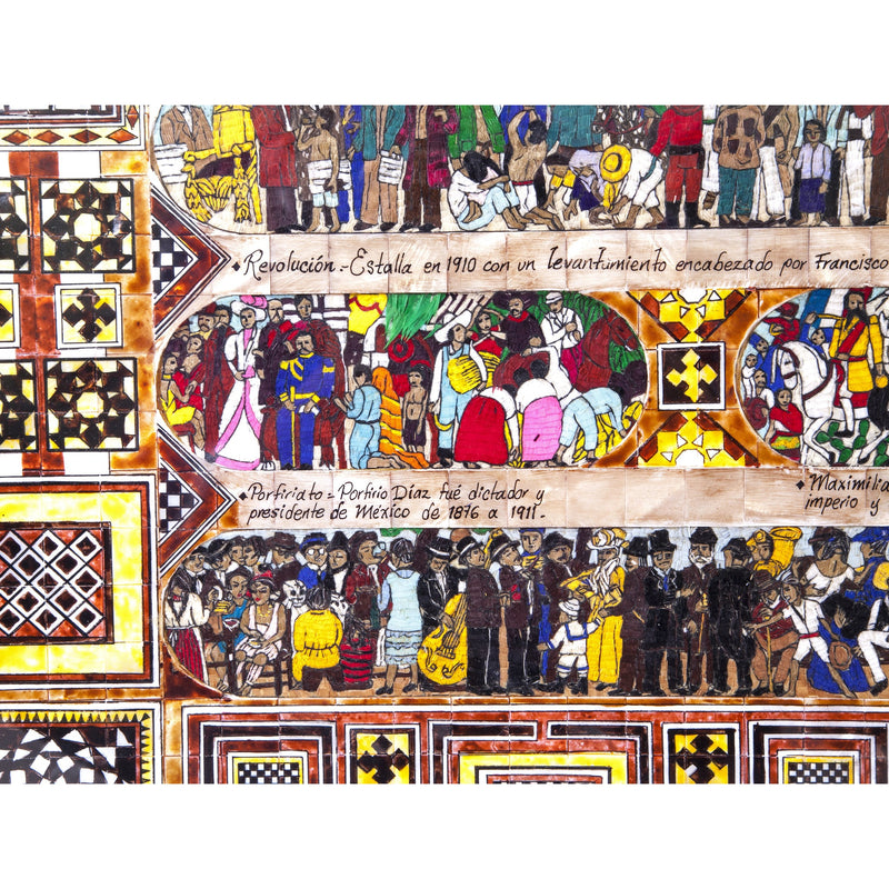 La Historia de Mexico / Mexican Folk Art Featherwork and Inlay Nacre Frame