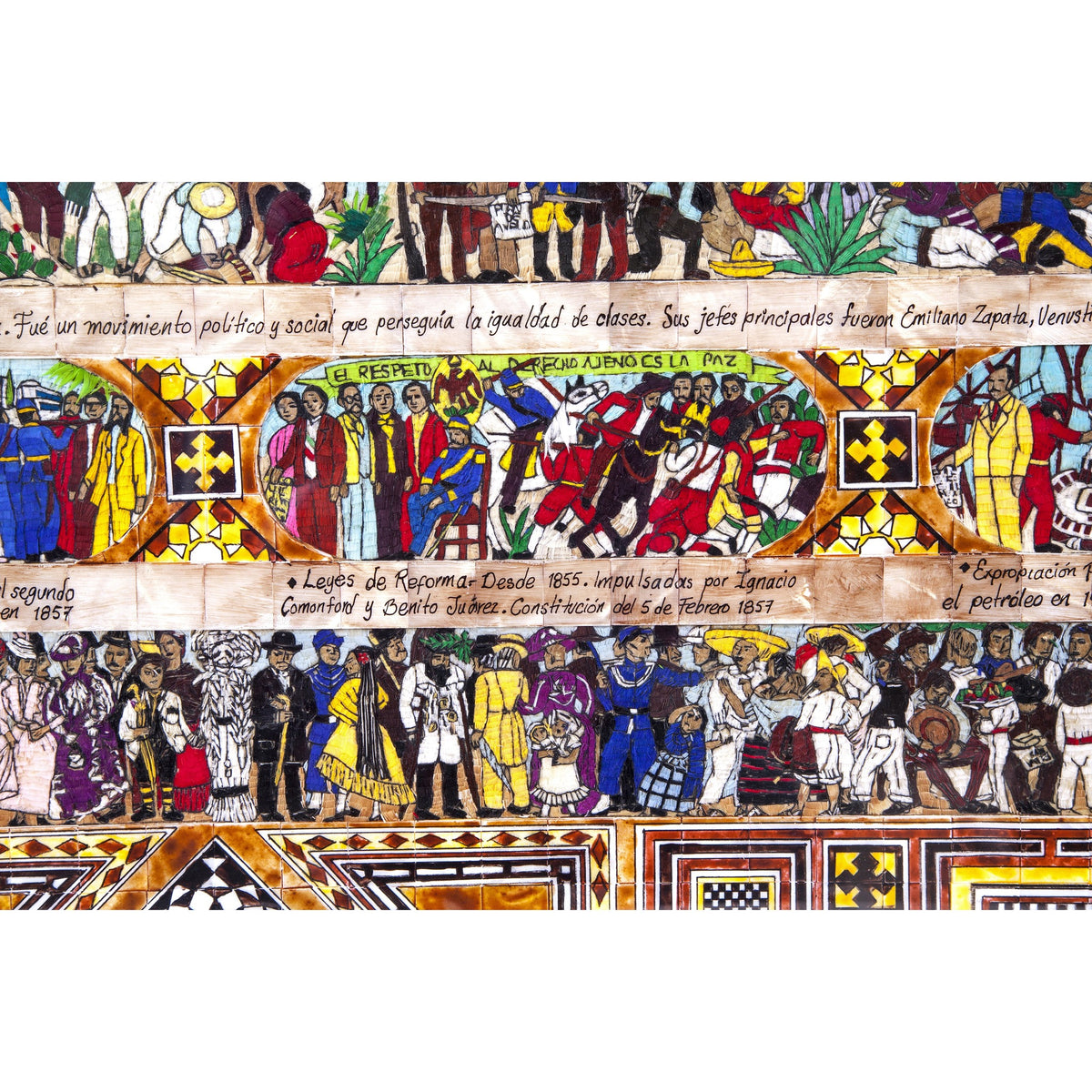 La Historia de Mexico / Mexican Folk Art Featherwork and Inlay Nacre Frame