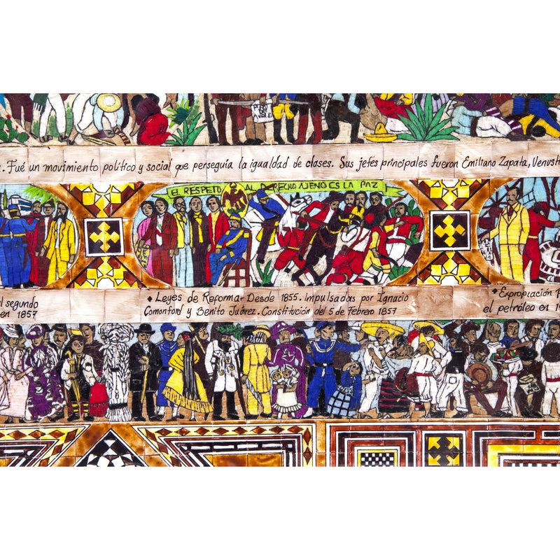 La Historia de Mexico / Mexican Folk Art Featherwork and Inlay Nacre Frame