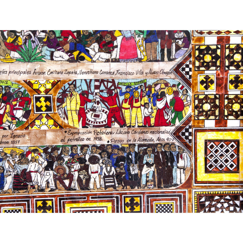 La Historia de Mexico / Mexican Folk Art Featherwork and Inlay Nacre Frame