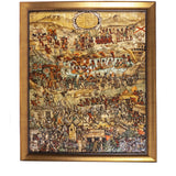 La Conquista de Mexico / Mexican Folk Art Inlay Nacre Frame