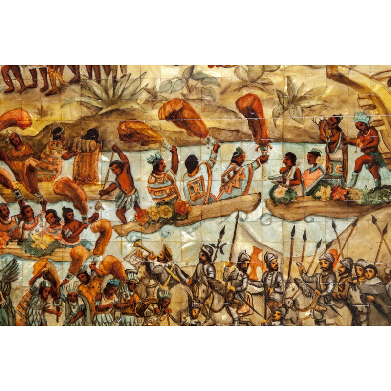 La Conquista de Mexico / Mexican Folk Art Inlay Nacre Frame