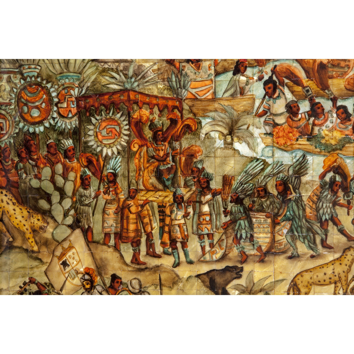 La Conquista de Mexico / Mexican Folk Art Inlay Nacre Frame